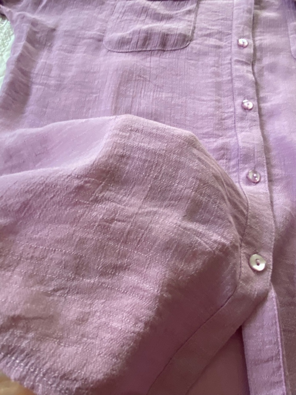 Ashley Blue Lavender Gauzy Textured Blouse Size Large - Picture 9 of 12